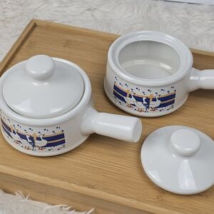 Country Goose Soup Bowl Set with Handle and Lid